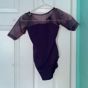 Purple mesh tie dye pattern leotard